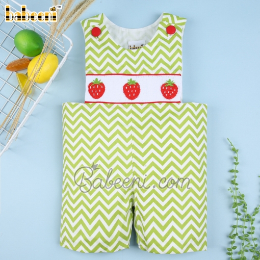 Nice strawberry smocked shortall for little boy - BB926