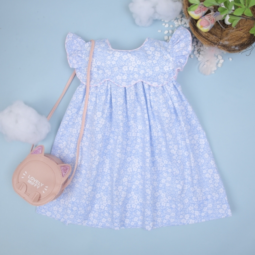 Plain Belted Dress In Blue For Girl – BB2990