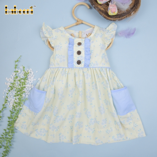 Tiny flower printed baby yellow dress – BB3026A