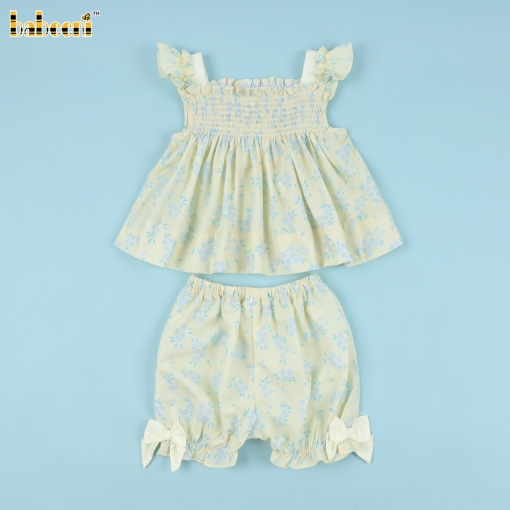 Shirred 2-piece Set In Yellow For Girl- BB3320