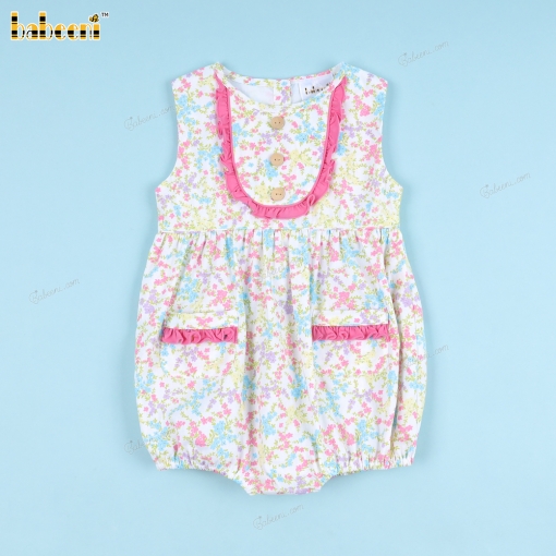 Plain FLoral Bubble Pink Accent For Girl - BB3343