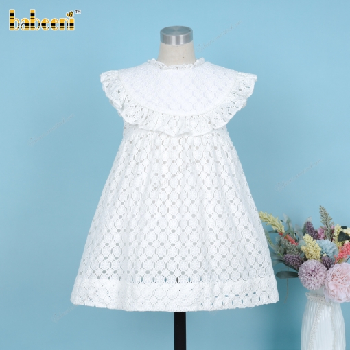 Belted White Lace Dress For Girl - BB3345B