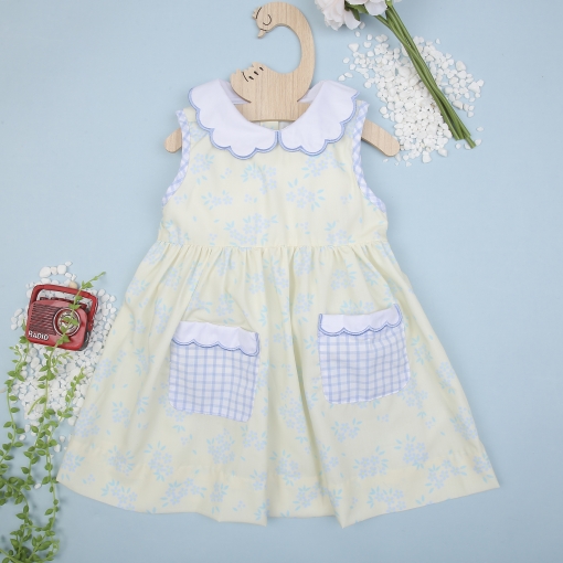 Blue Floral Baby Scallop Dress For Girl – BB2935