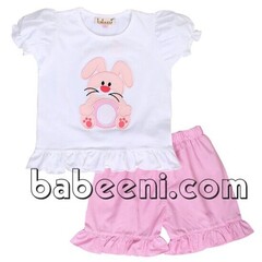 Lovely bunny applique girl sets - BB514 lovely-bunny-applique-girl-sets